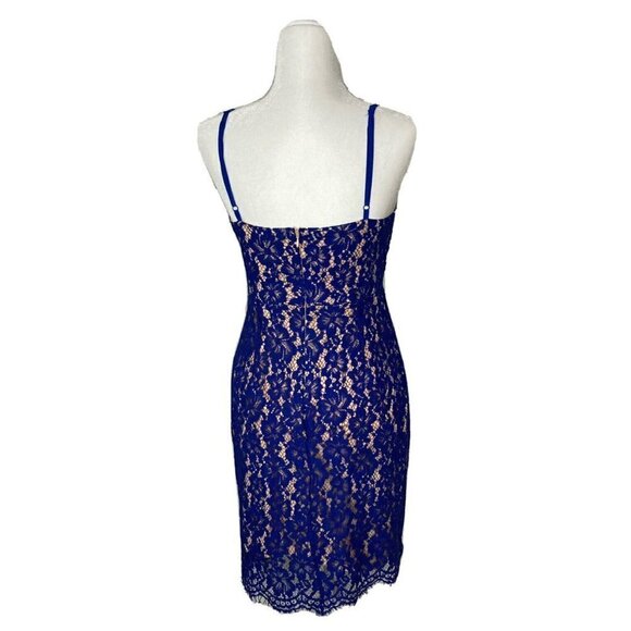 Lulu’s ‘She’s a Knockout’ Cobalt Blue Lace Lined Bodycon Sleeveless Dress-M - Picture 2 of 16